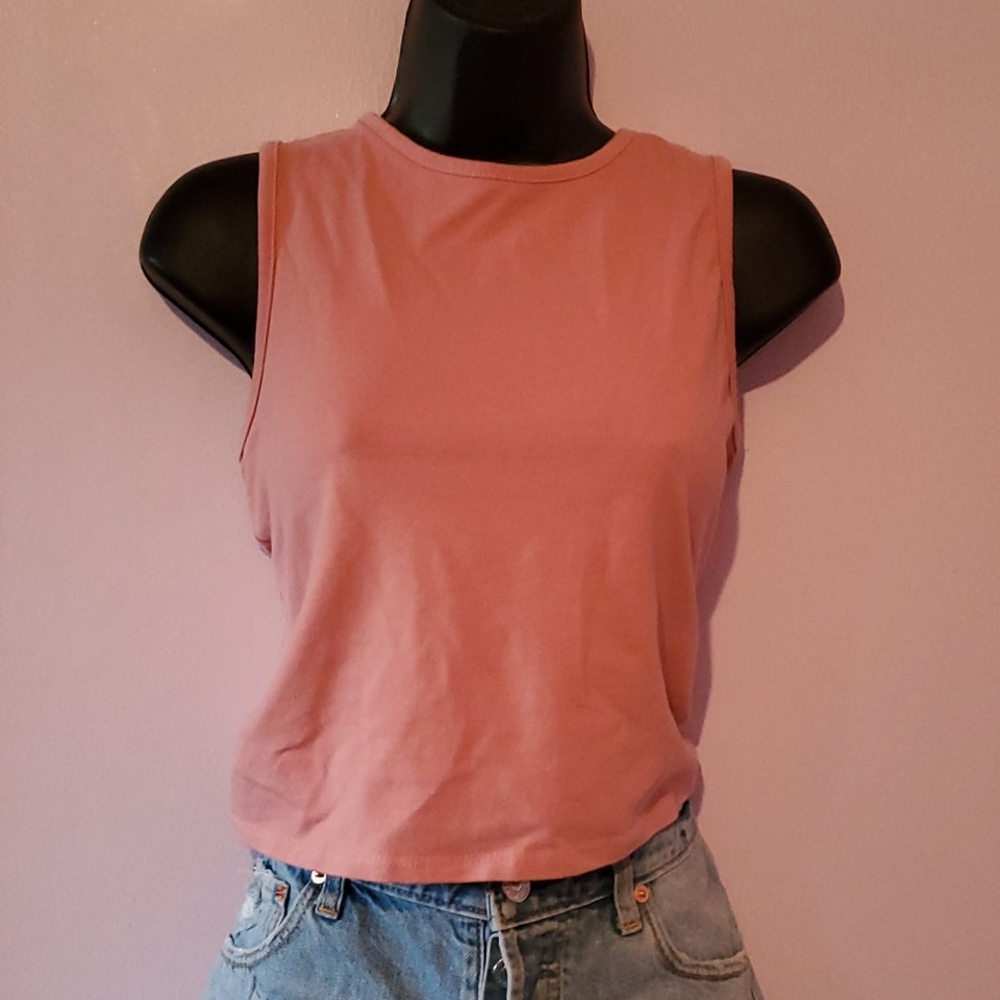 Open back pink tank